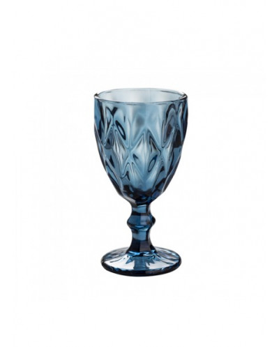 Bicchiere vetro da vino blu mirtillo