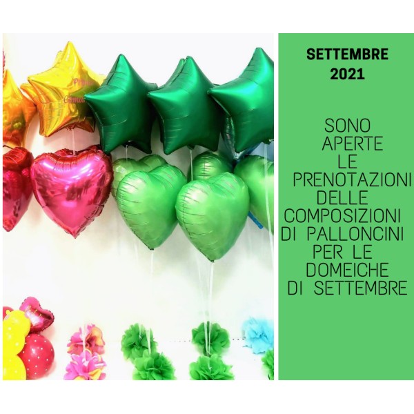 Sono aperte le prenotazioni delle composizioni di palloncini per Settembre